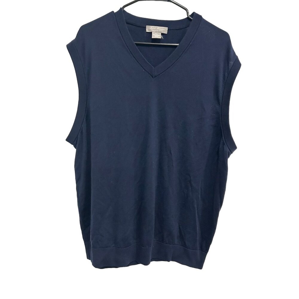Daniel Cremieux Mens Navy Blue Merino Wool V Neck Sleeveless Sweater Vest Sz XXL